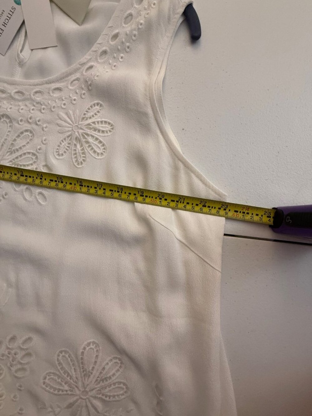 NEW Skies are Blue, Sanderson Embroidery Detail Top Shell, White, 2X - Picture 10 of 10